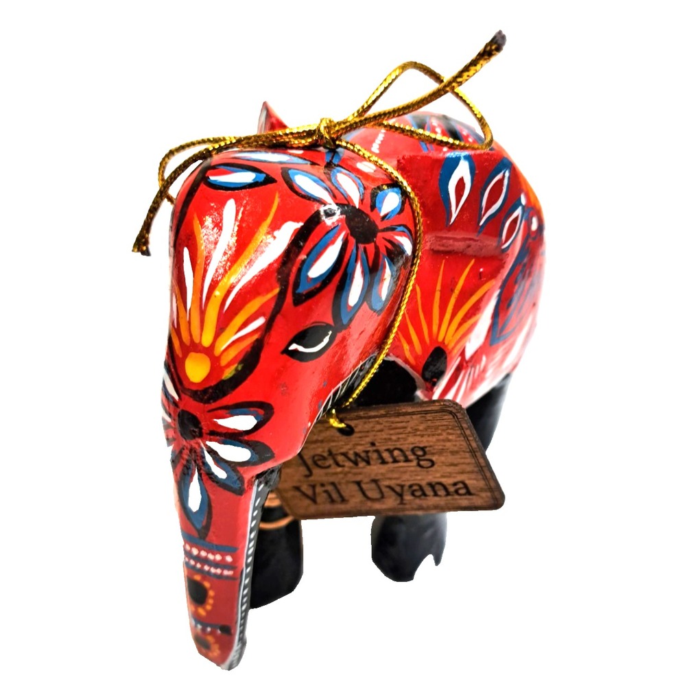 Wooden Elephant Indian Folk Art Carving Figurine Statue 4" Hand Craft Decor Gift